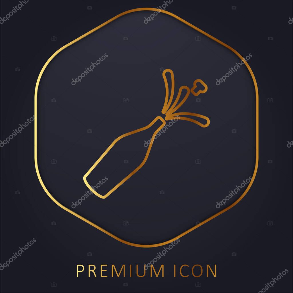 Bottle golden line premium logo or icon