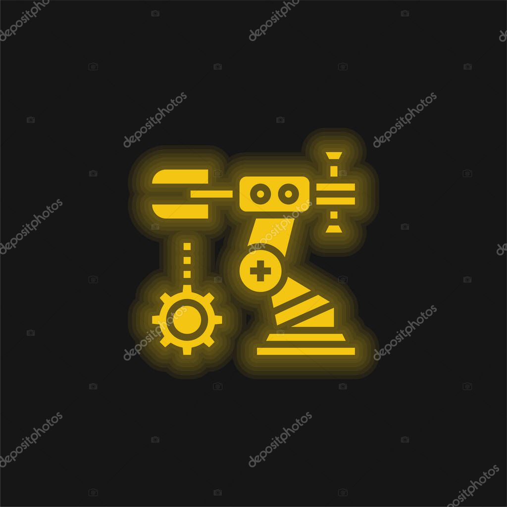 Assembly yellow glowing neon icon