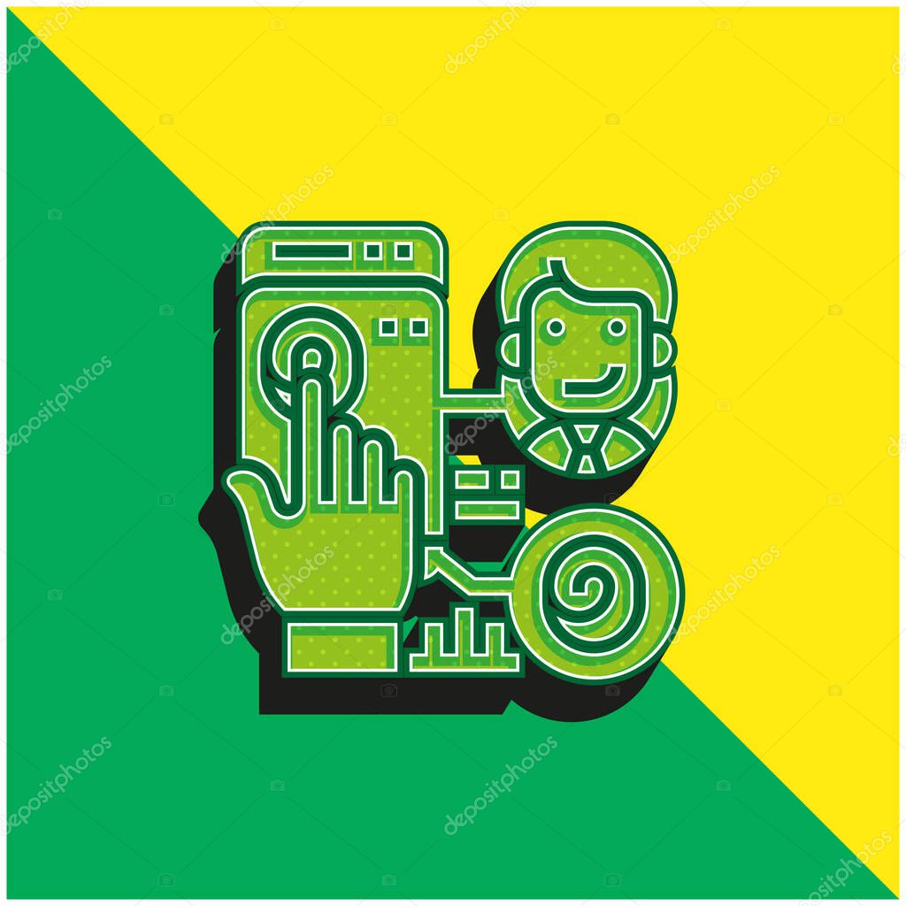 Biometric Green and yellow modern 3d vector icon logo