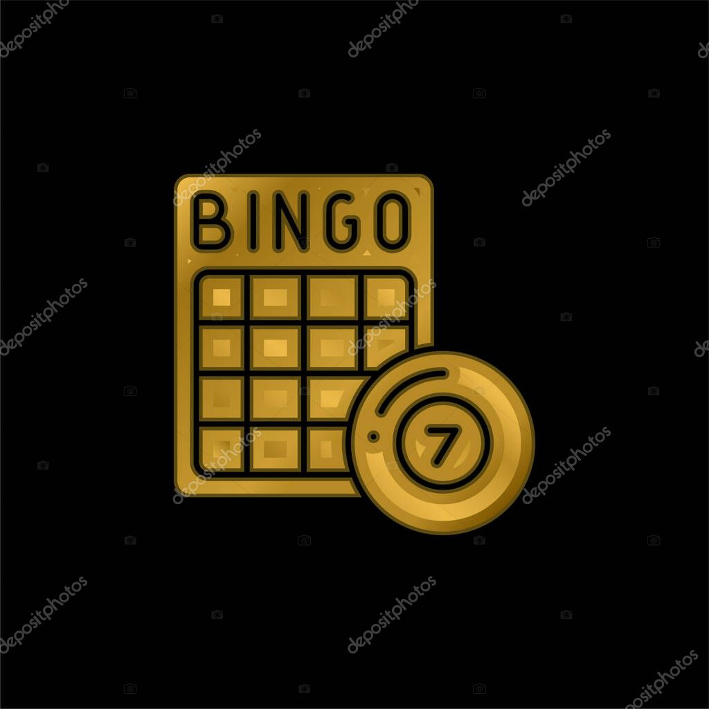 Bingo gold plated metalic icon or logo vector
