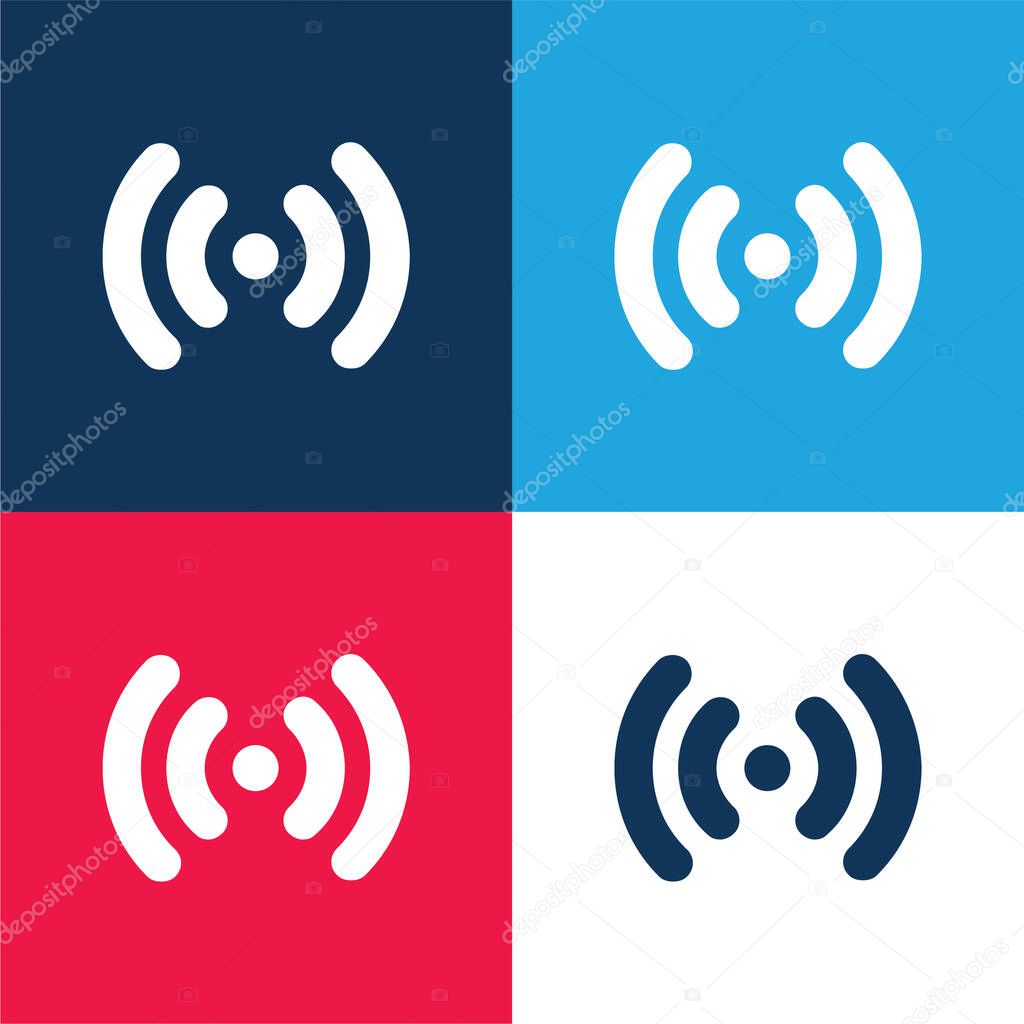 Antenna Signal blue and red four color minimal icon set