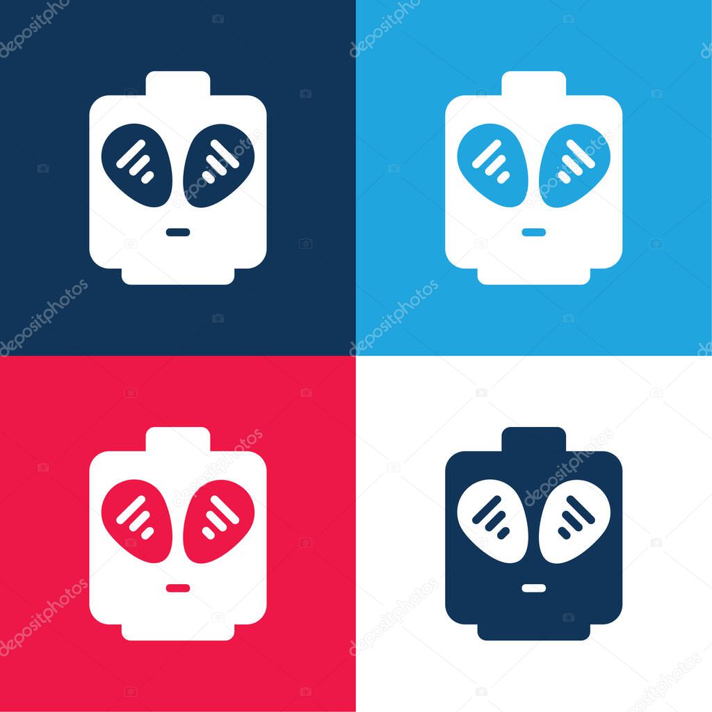 Alien blue and red four color minimal icon set