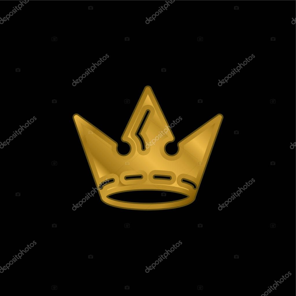 Crown gold plated metalic icon or logo vector