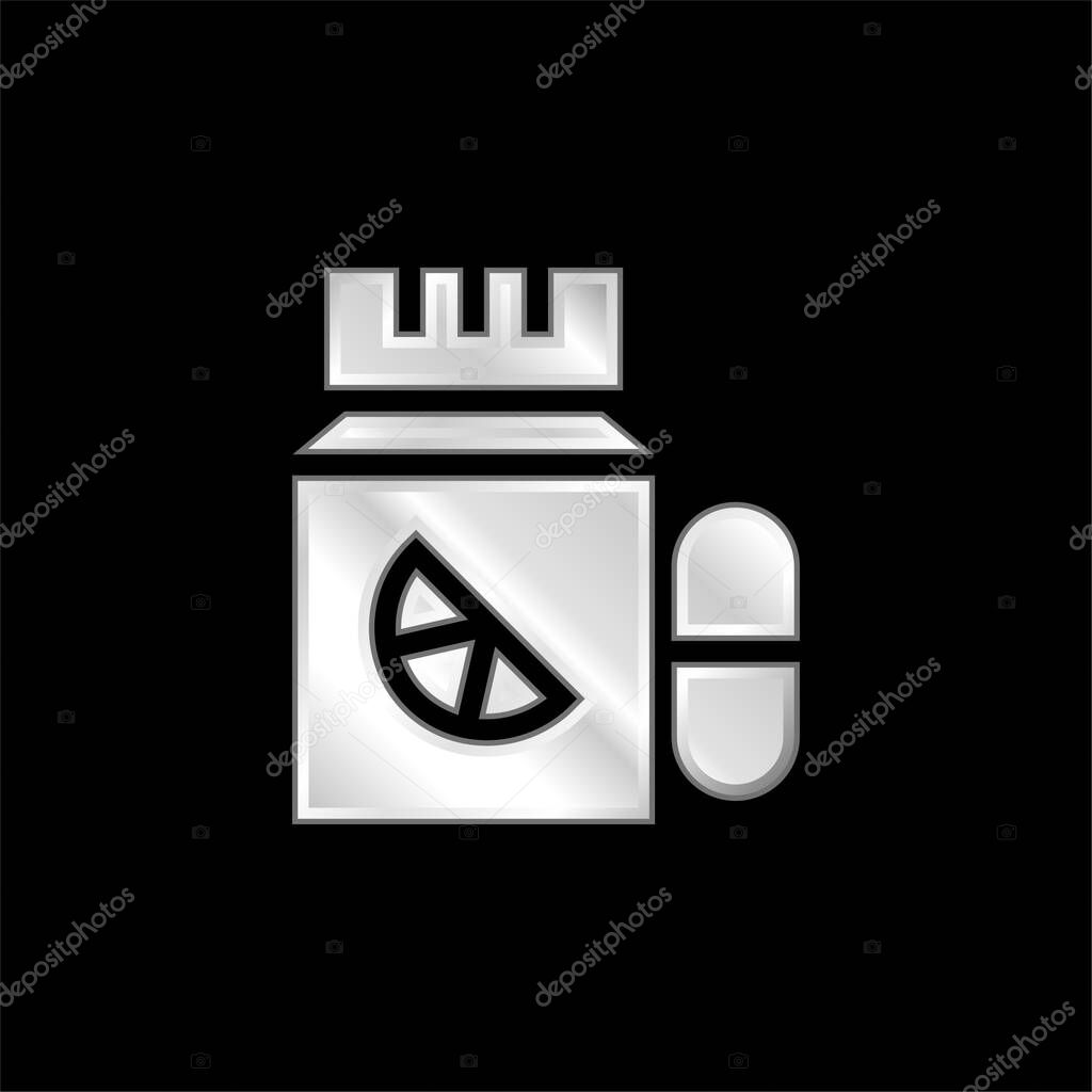 Bottle silver plated metallic icon