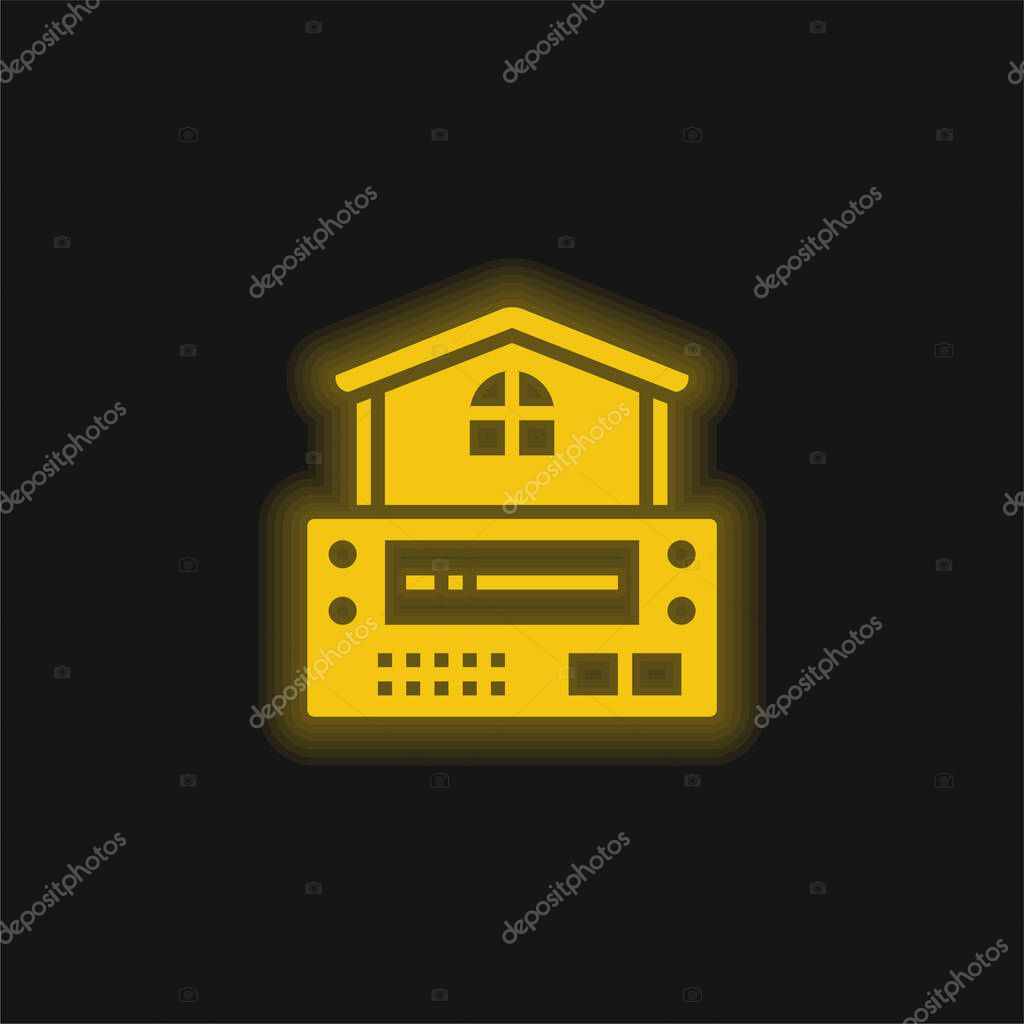 Alarm System yellow glowing neon icon