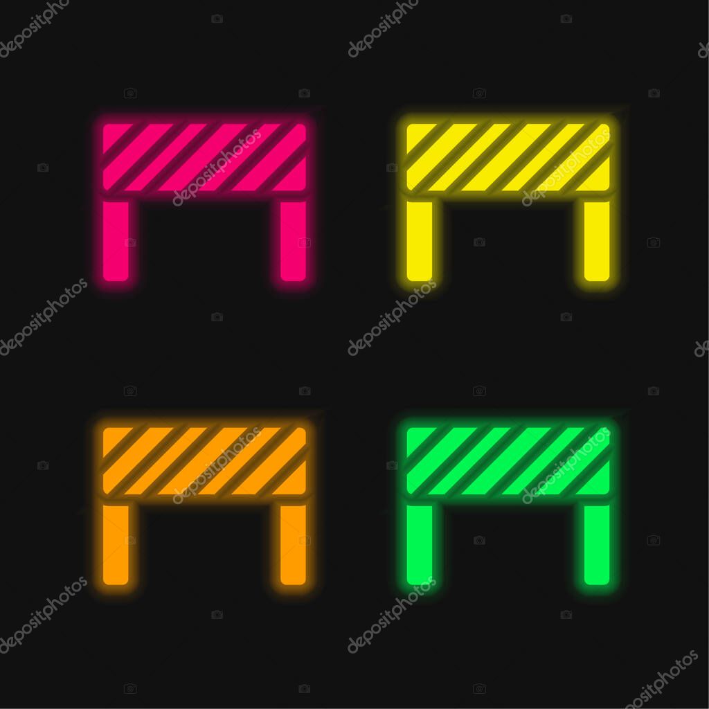 Barrier four color glowing neon vector icon