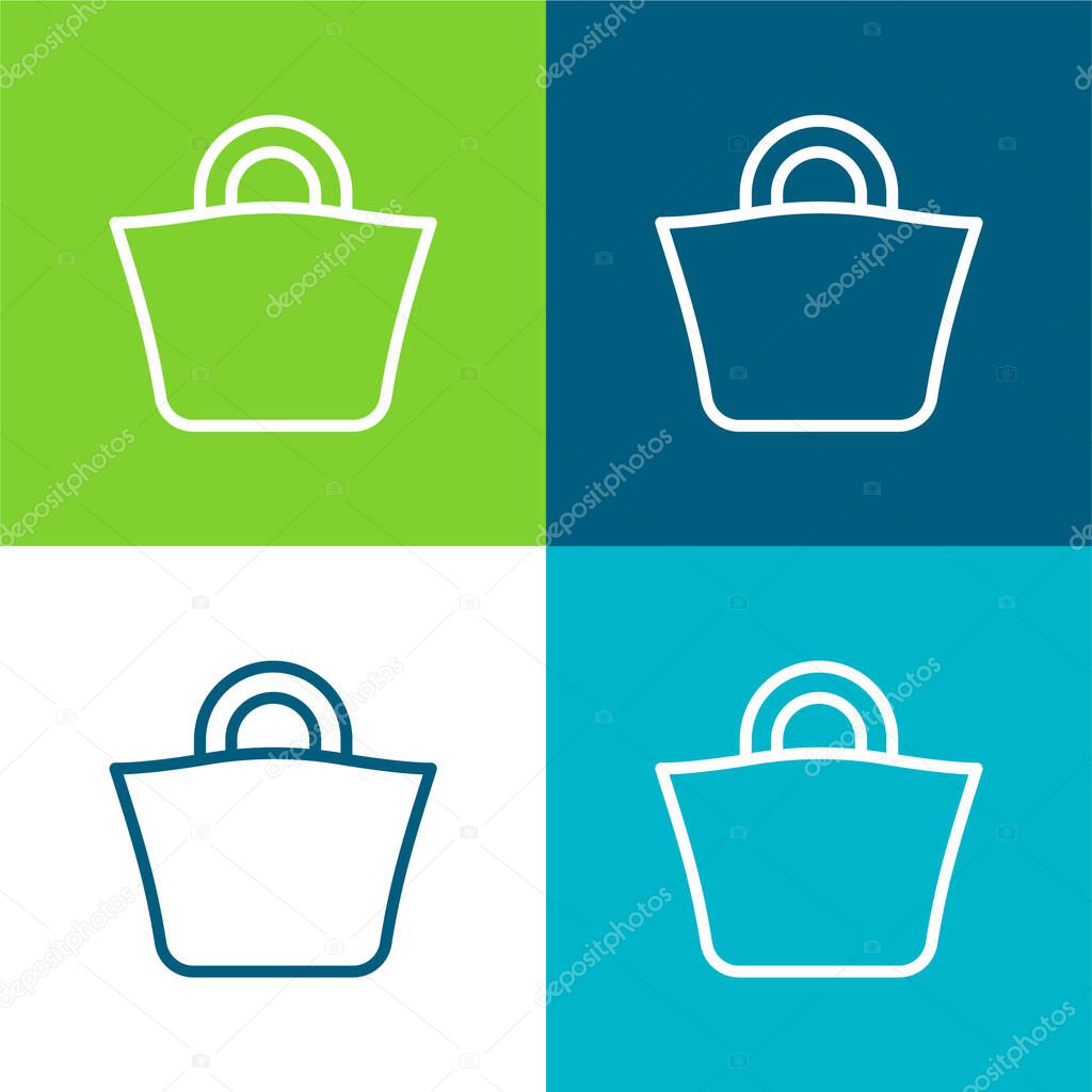 Beach Bag Flat four color minimal icon set