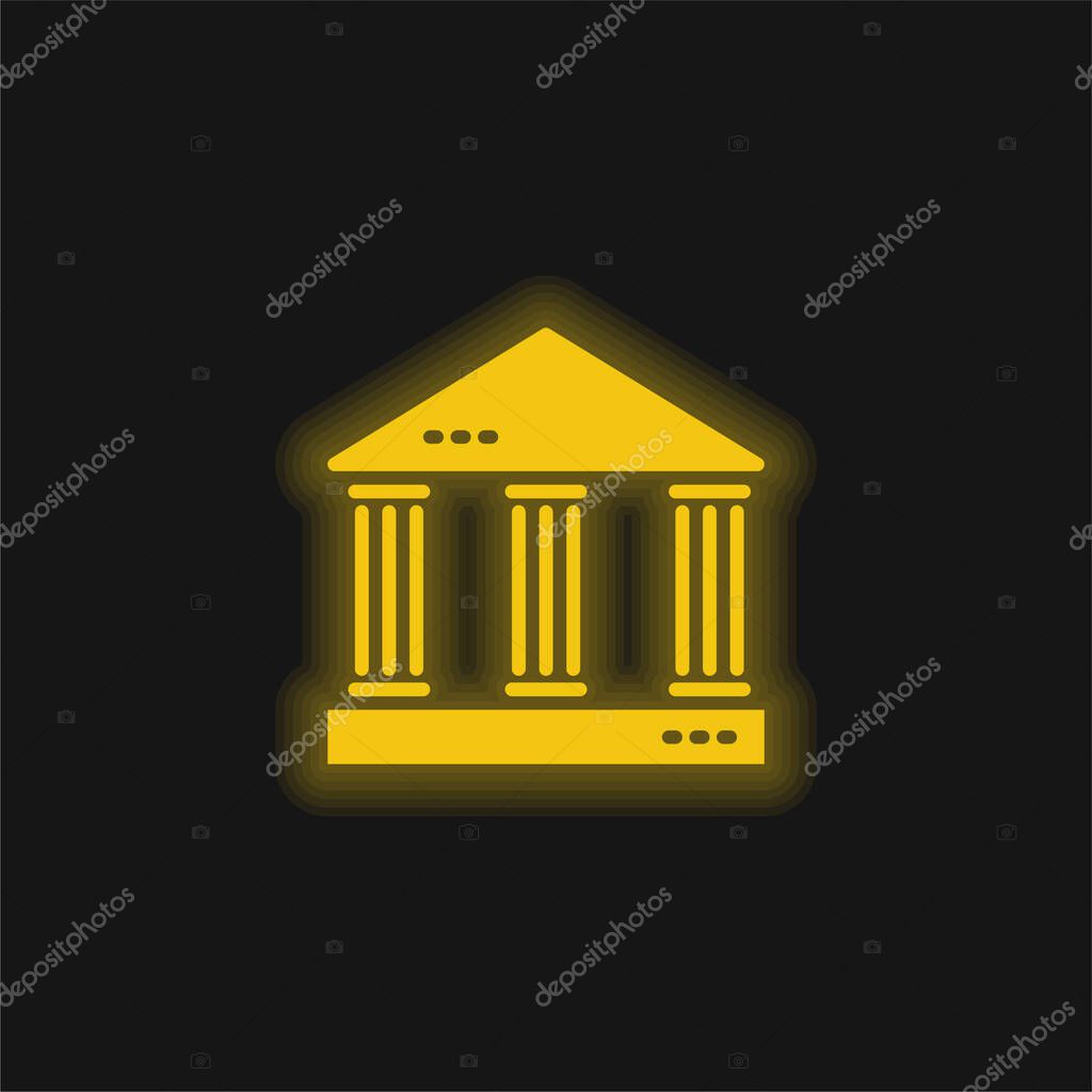 Bank yellow glowing neon icon