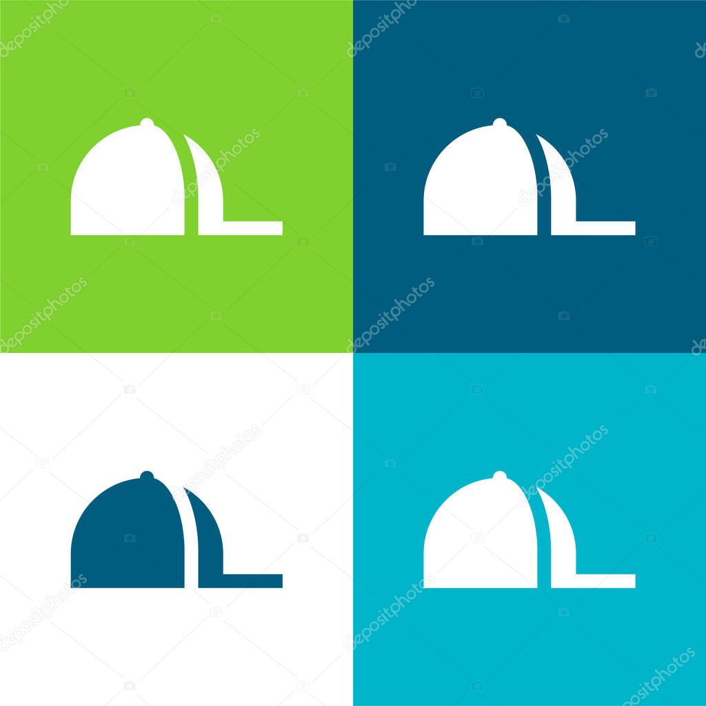 Baseball Cap Flat four color minimal icon set