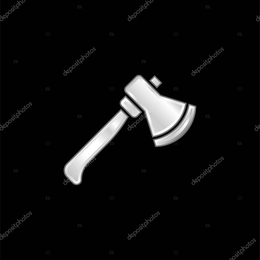 Axe silver plated metallic icon