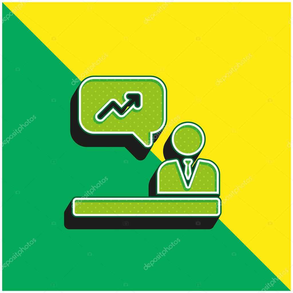 Analytics Green and yellow modern 3d vector icon logo