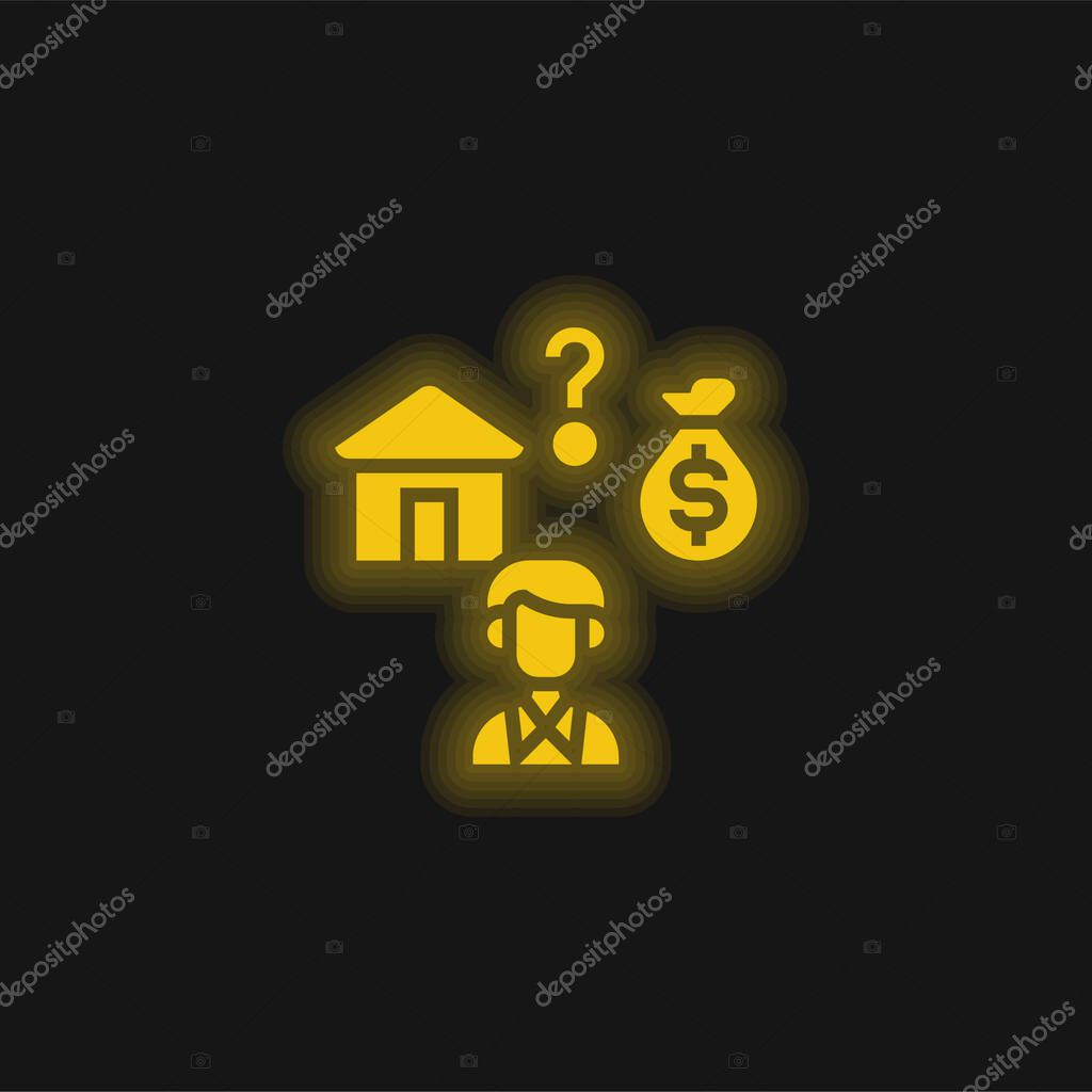 Affordable yellow glowing neon icon