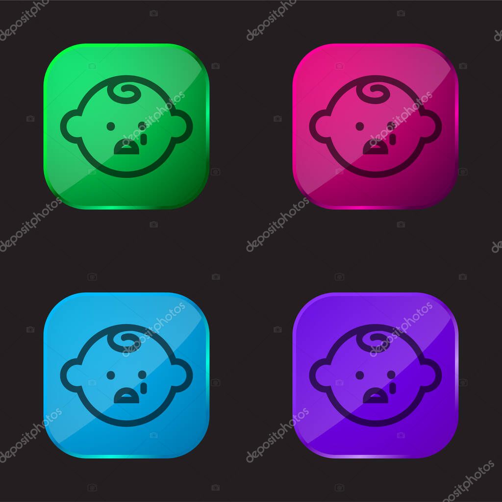 Baby Face Crying four color glass button icon