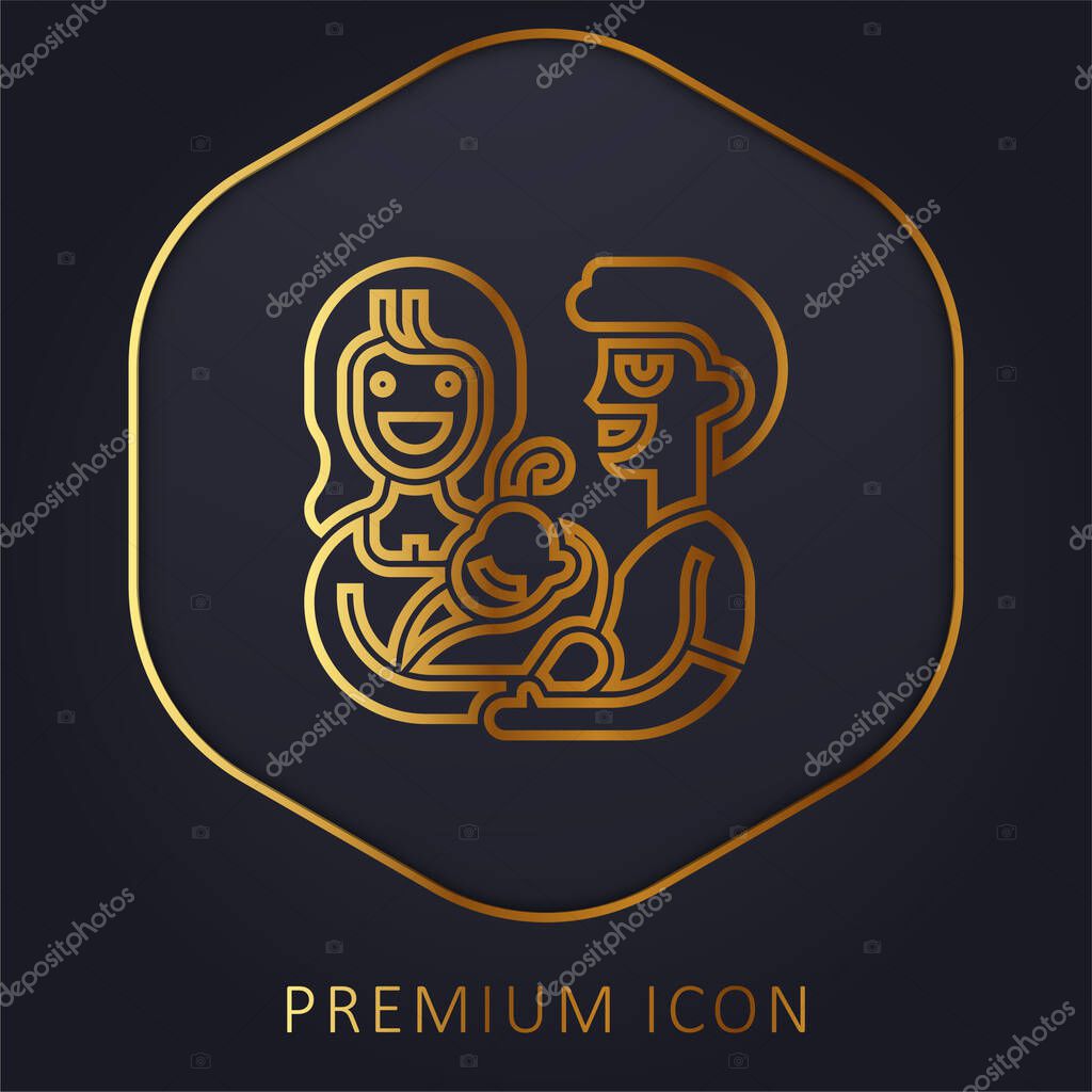 Adoption golden line premium logo or icon