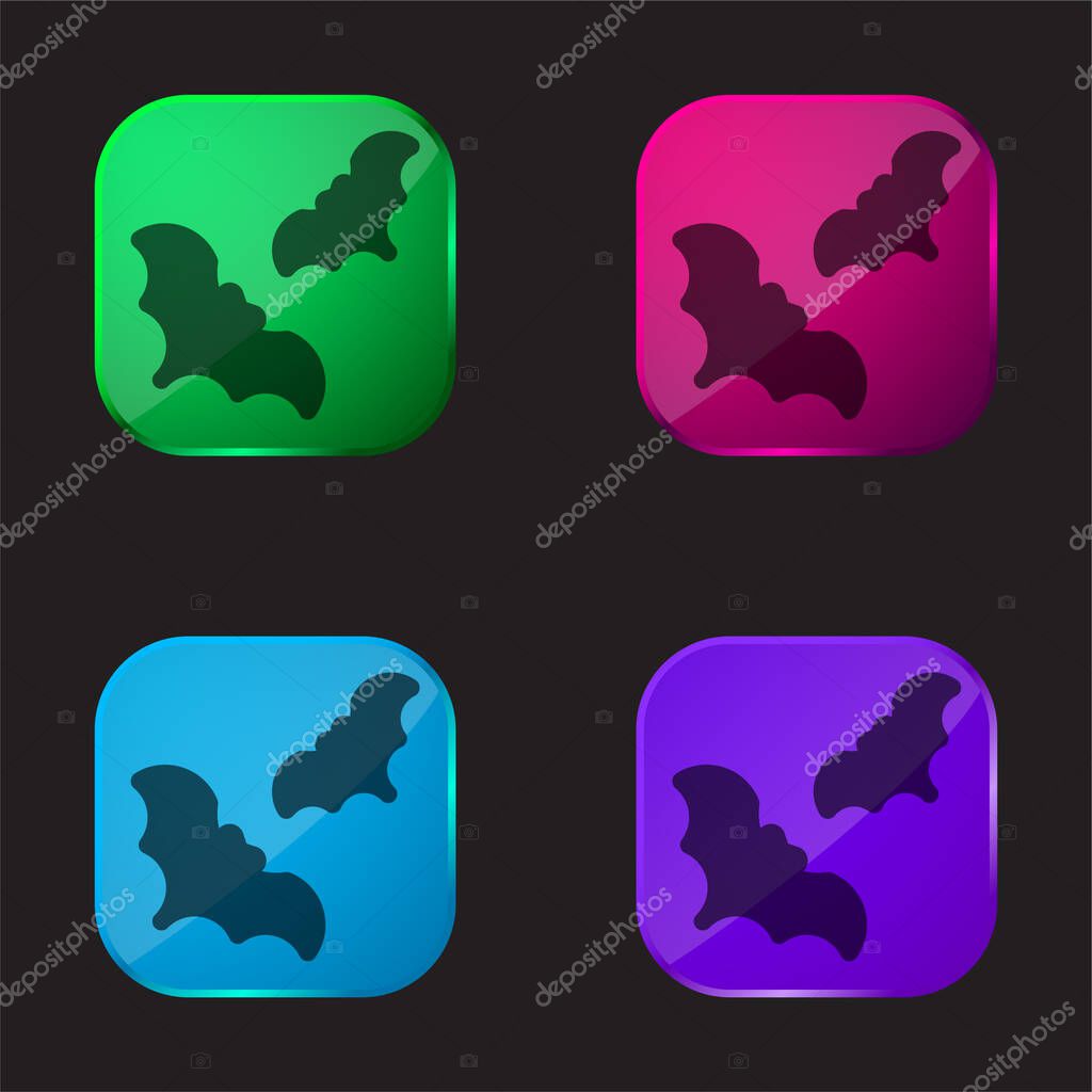 Bats four color glass button icon