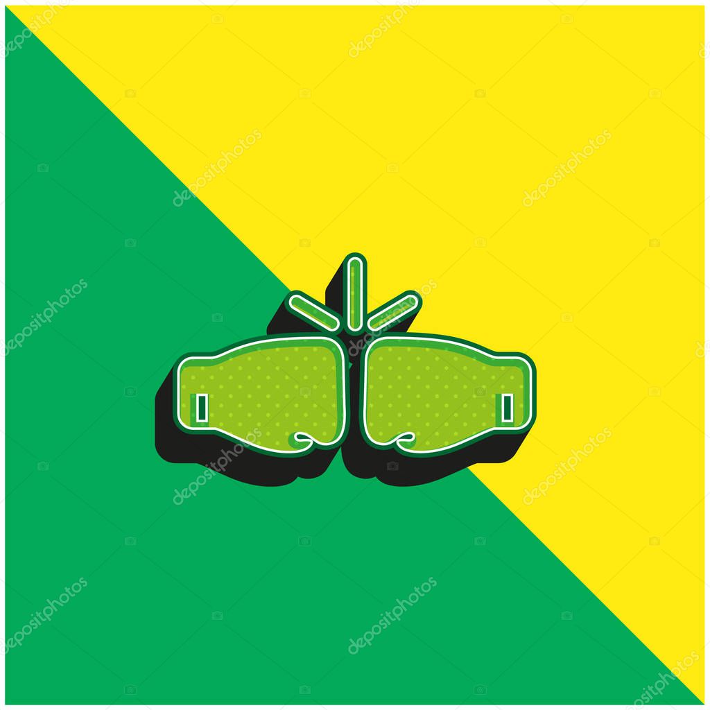 Box Gloves Green and yellow modern 3d vector icon logo