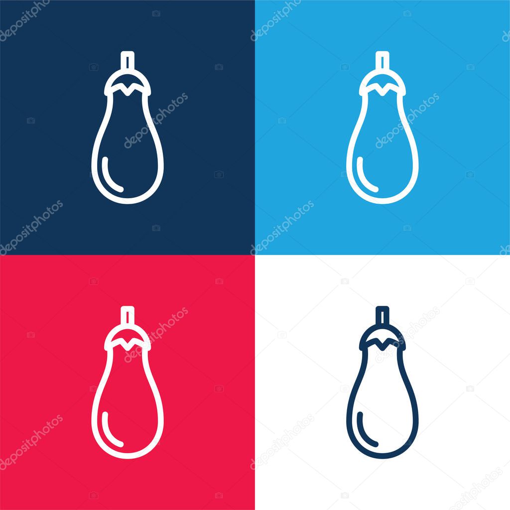 Big Eggplant blue and red four color minimal icon set