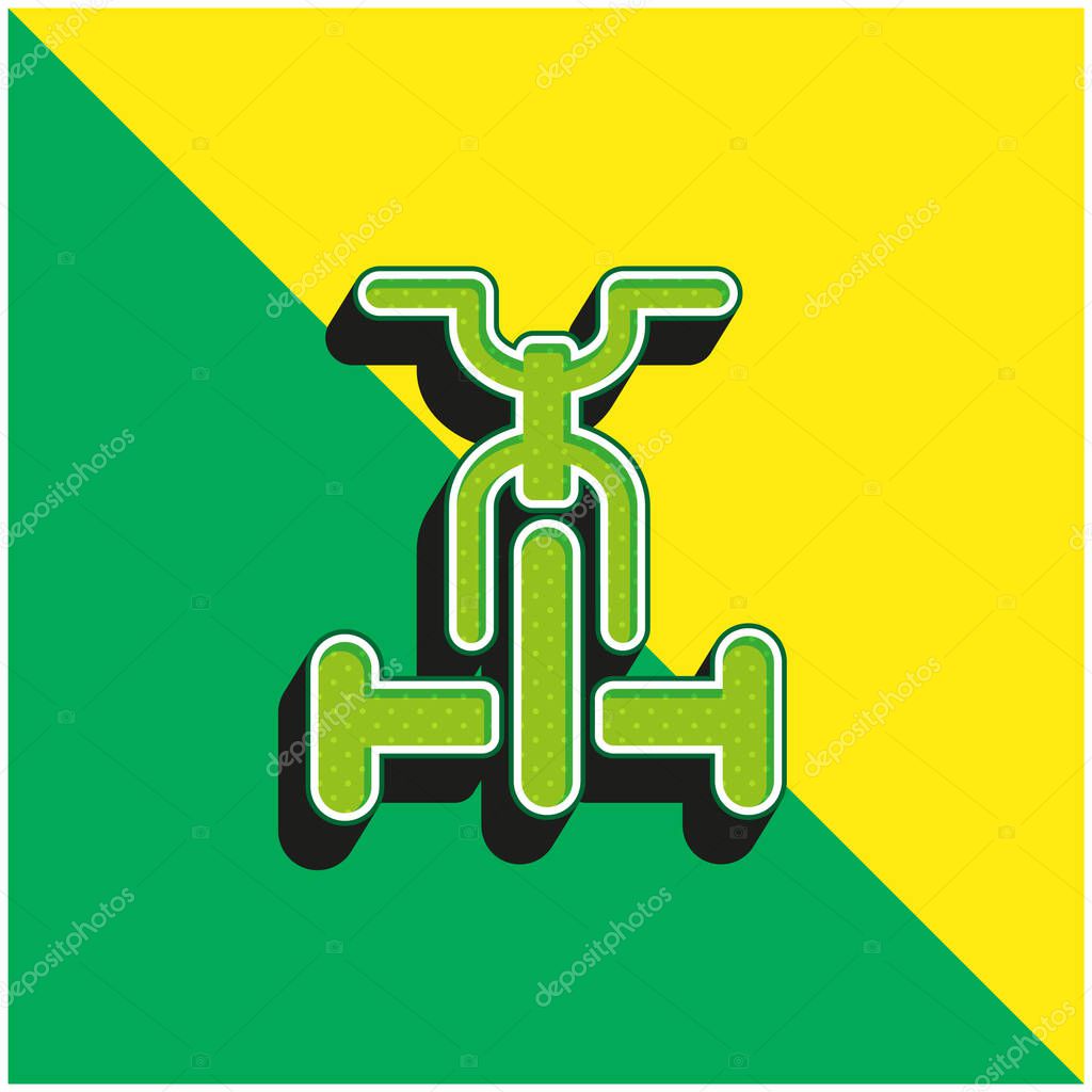 Bicycle Green and yellow modern 3d vector icon logo