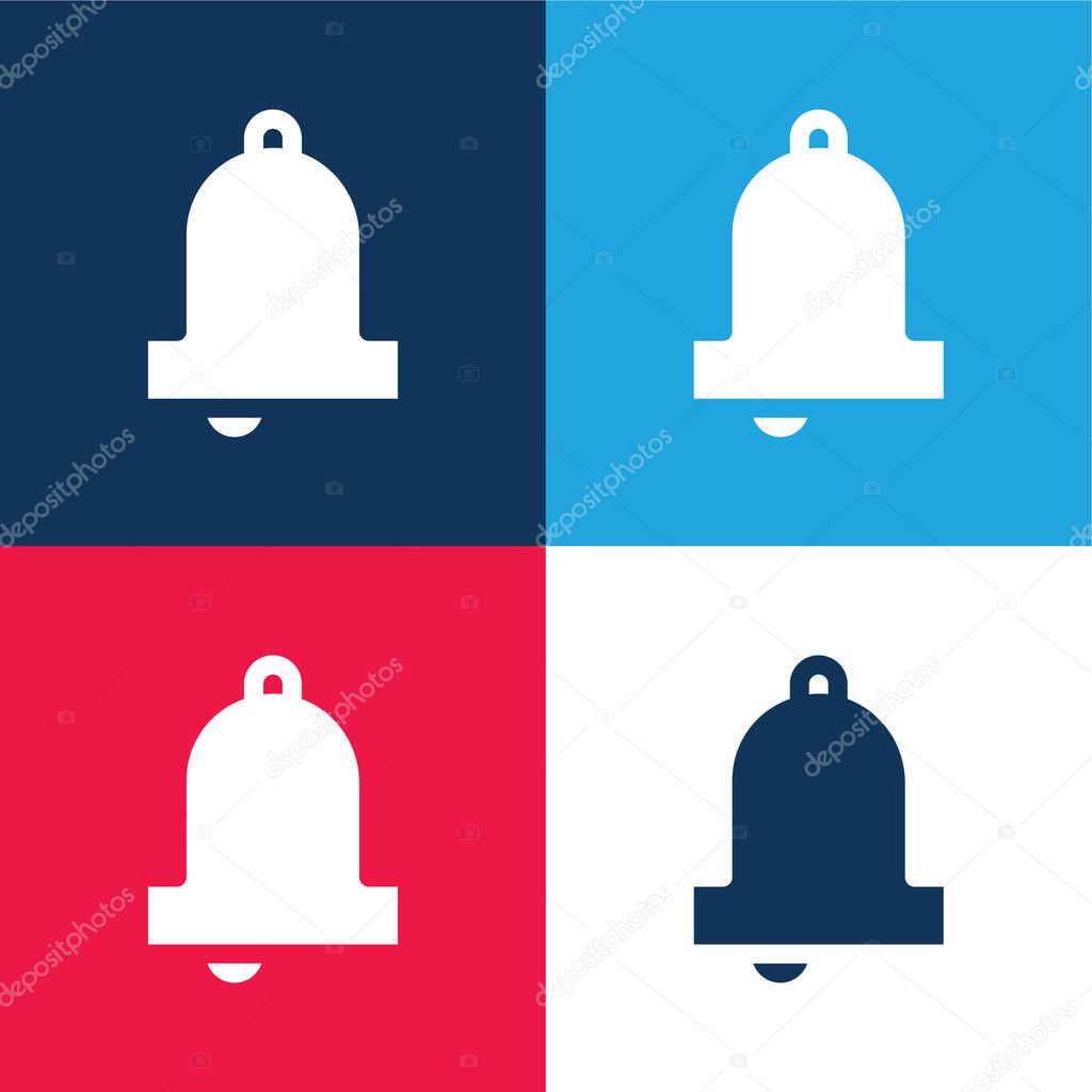 Bell blue and red four color minimal icon set