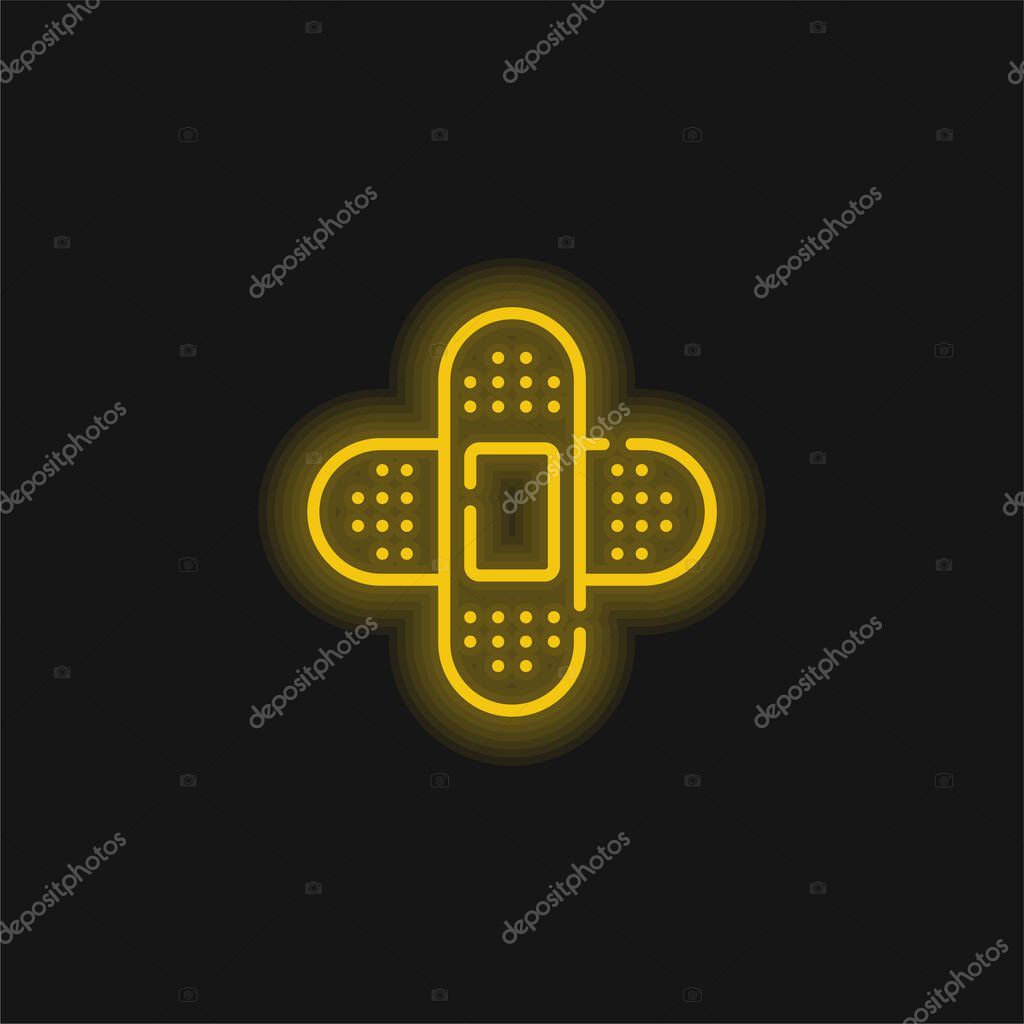 Band Aid yellow glowing neon icon