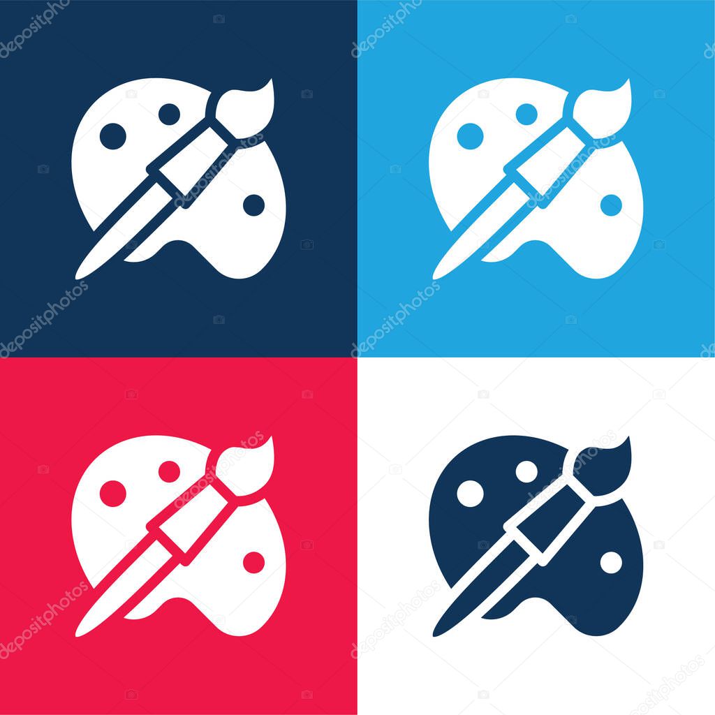 Artist Tools blue and red four color minimal icon set
