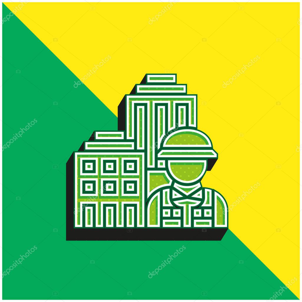 Architecture Green and yellow modern 3d vector icon logo