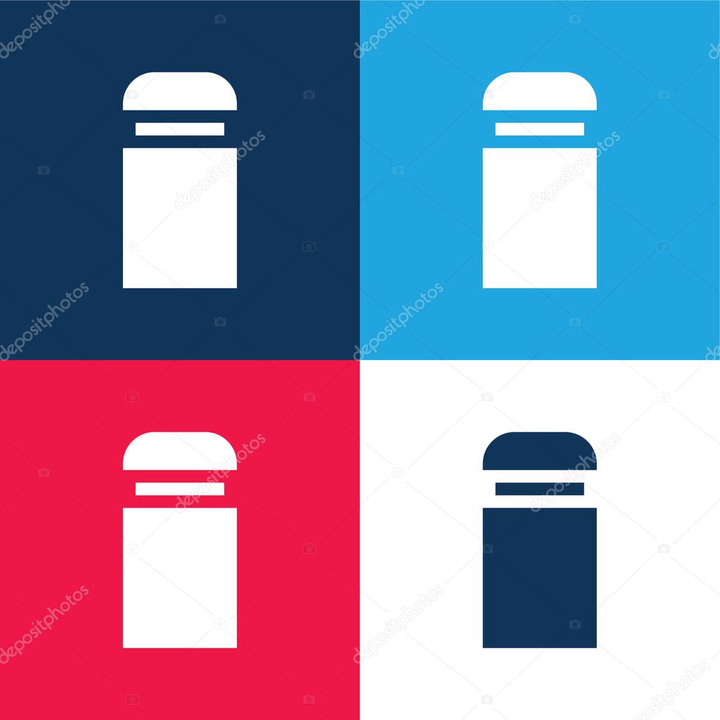 Bollard blue and red four color minimal icon set