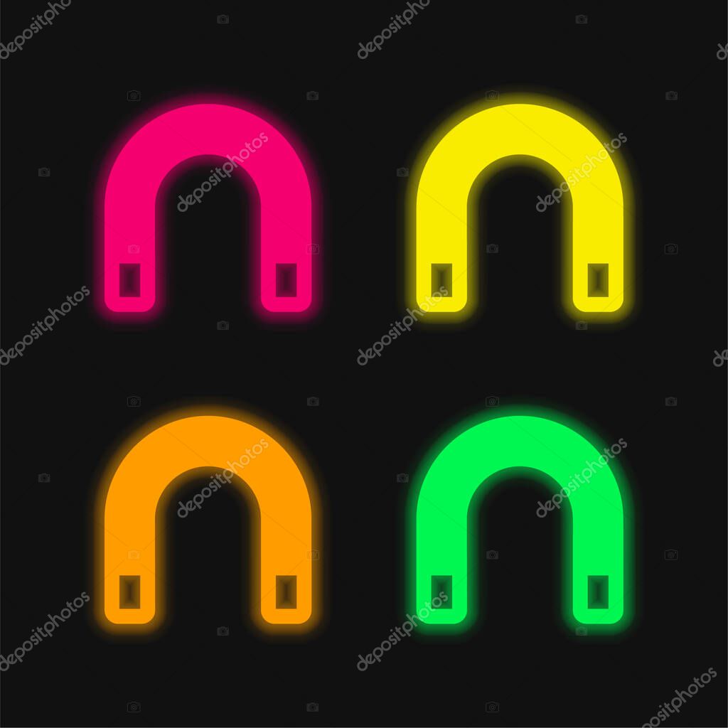 Big Magnet four color glowing neon vector icon