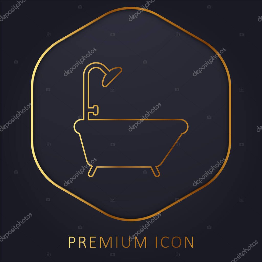 Bathtub golden line premium logo or icon