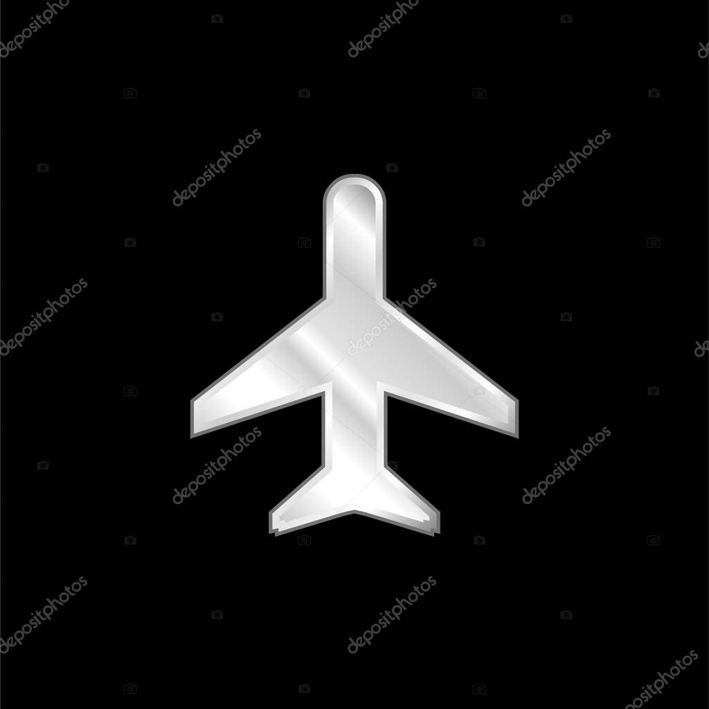 Airplane silver plated metallic icon