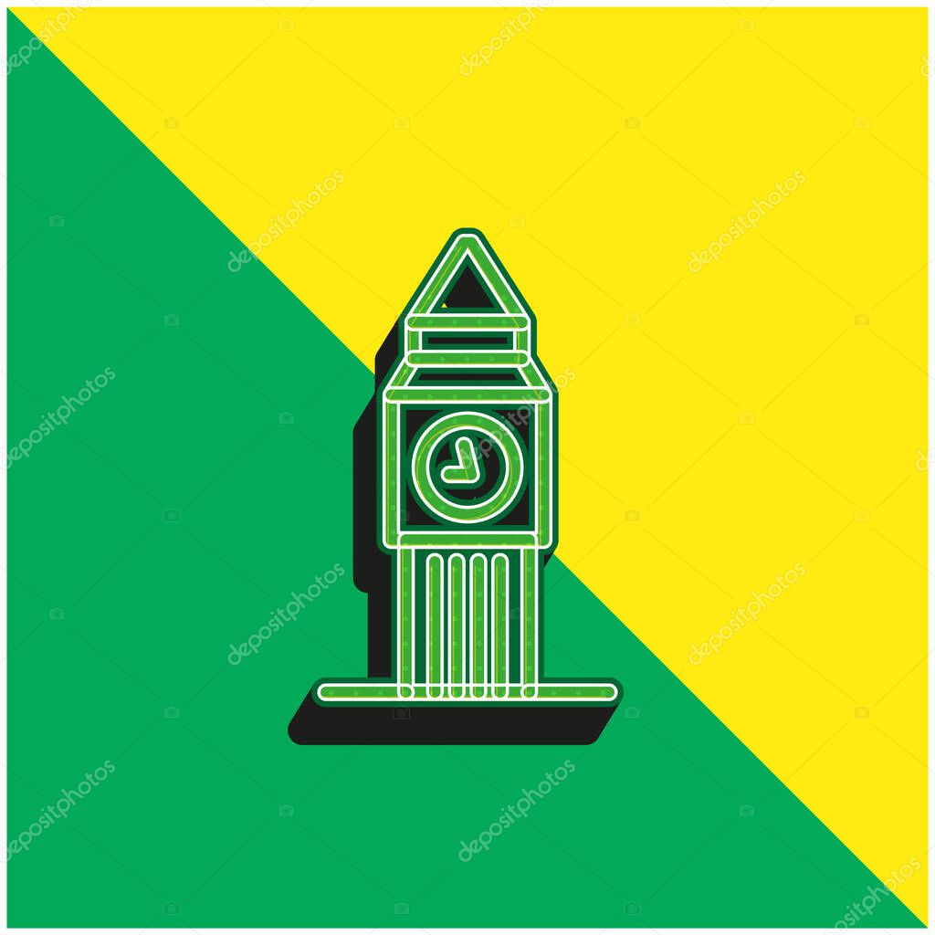 Big Ben Green and yellow modern 3d vector icon logo
