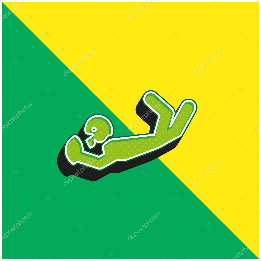 American Football Player Catching The Ball Green and yellow modern 3d vector icon logo
