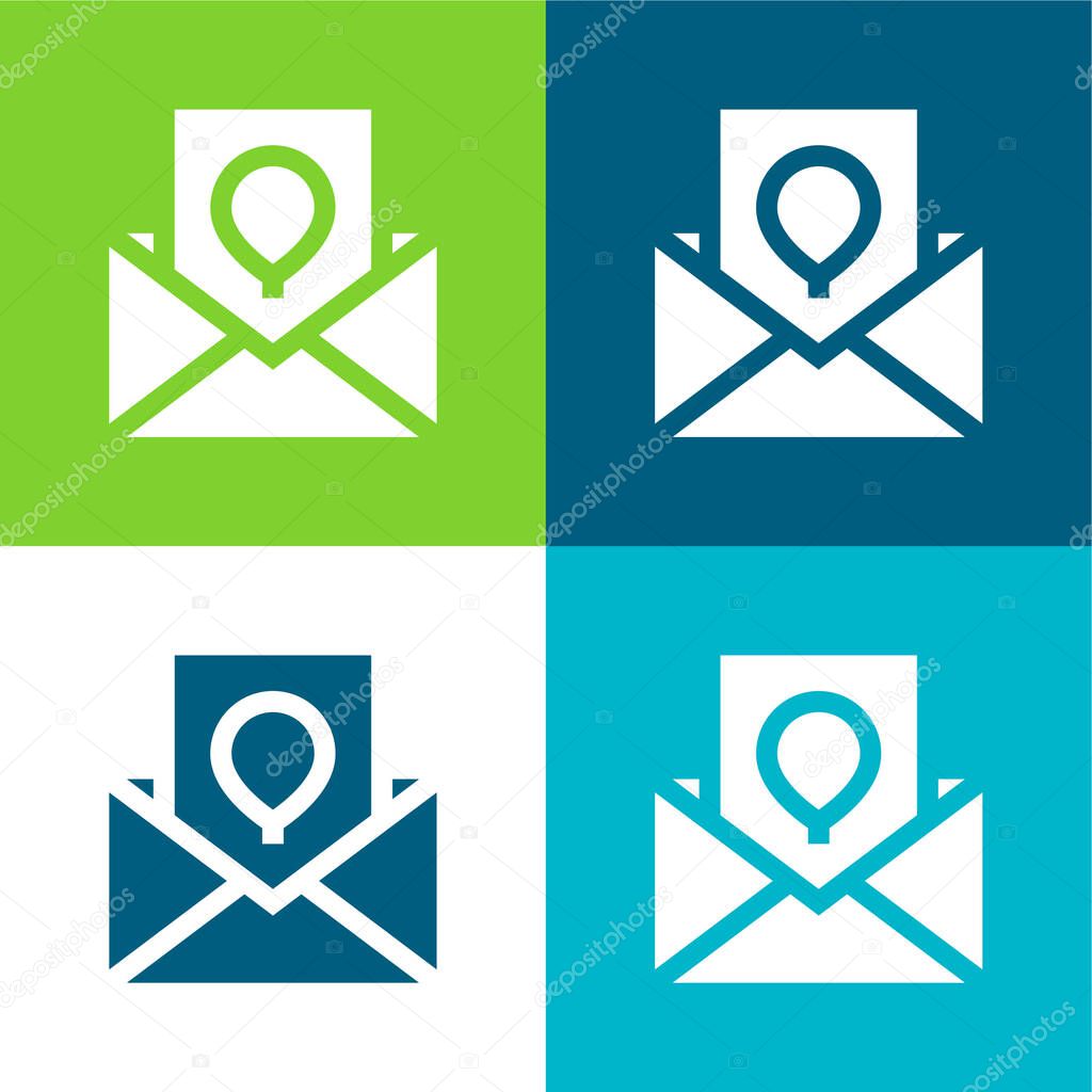 Birthday Card Flat four color minimal icon set