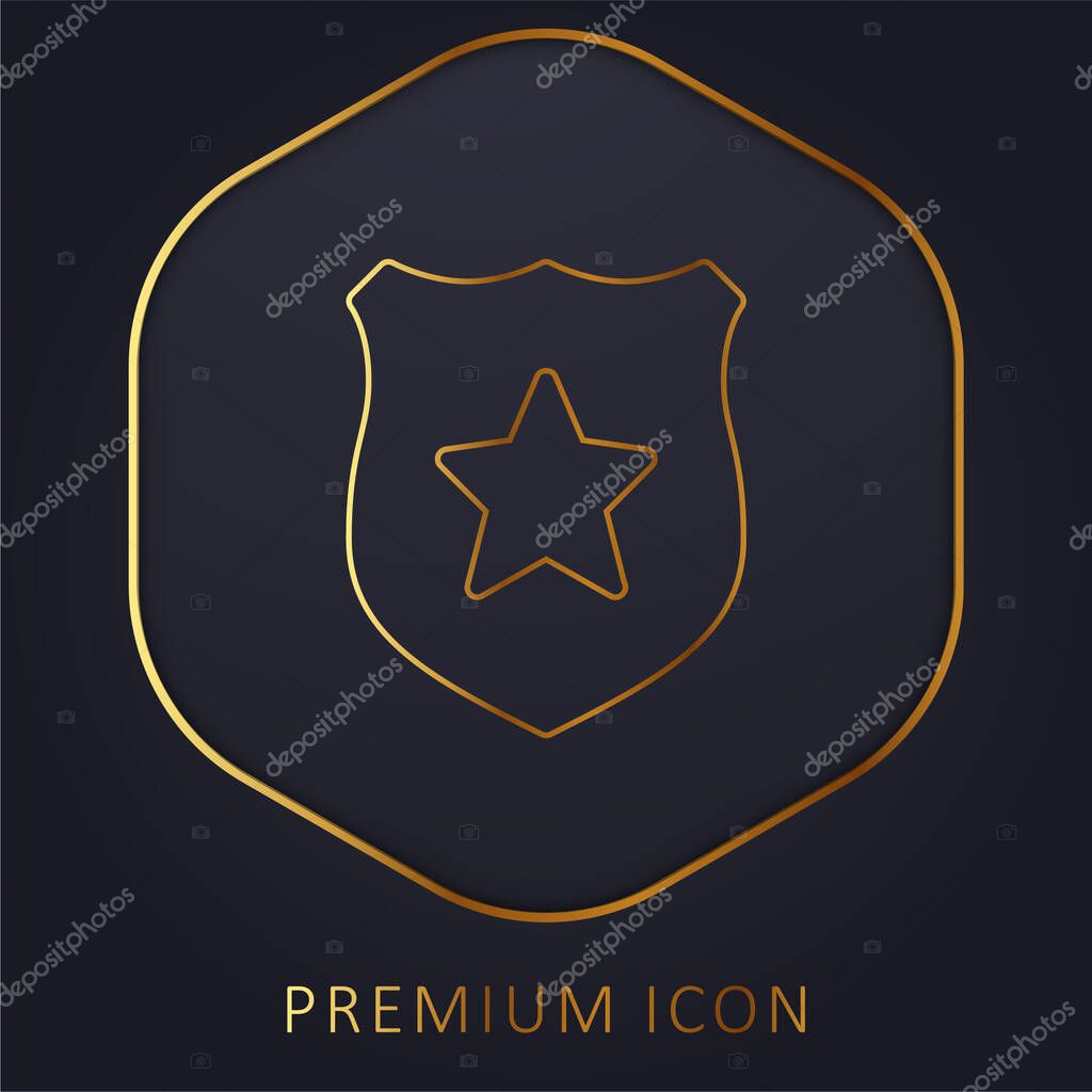 Badge golden line premium logo or icon
