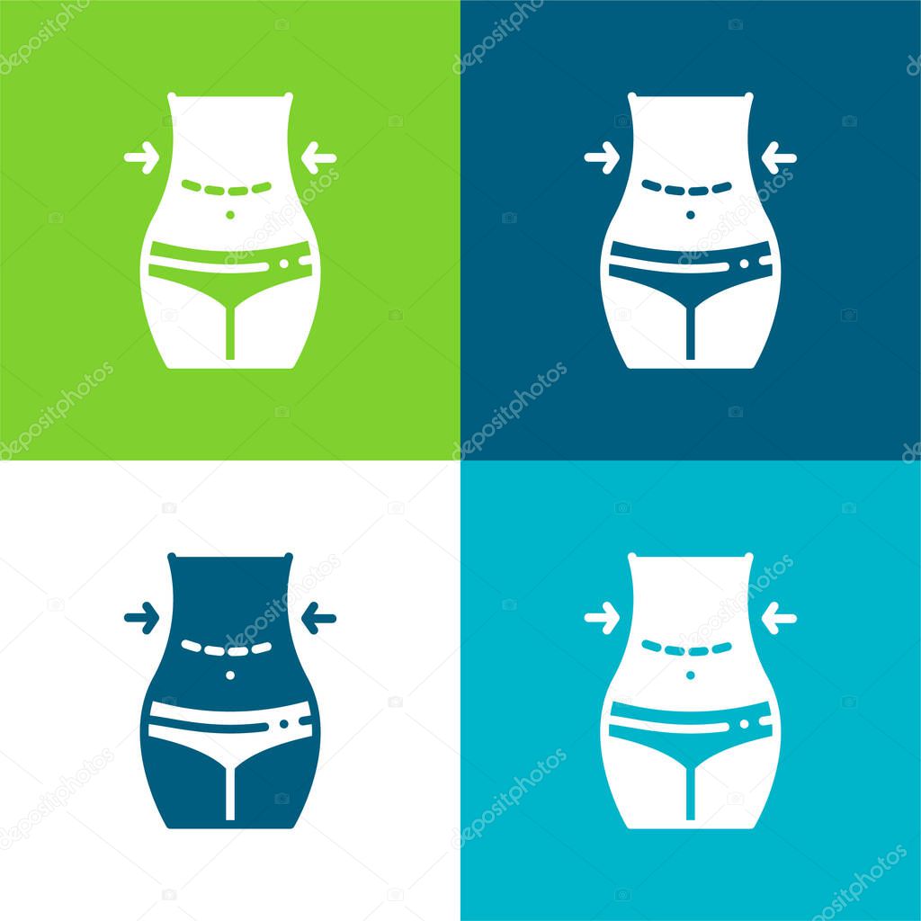 Abdominoplasty Flat four color minimal icon set