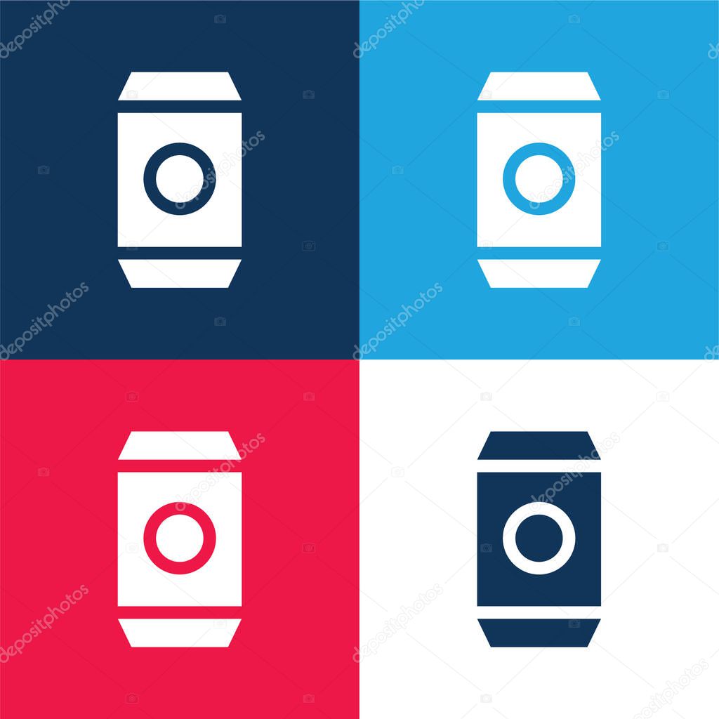 Beverage blue and red four color minimal icon set