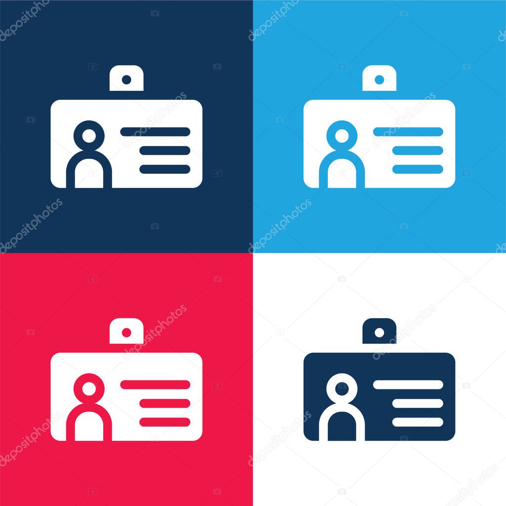 Badge blue and red four color minimal icon set