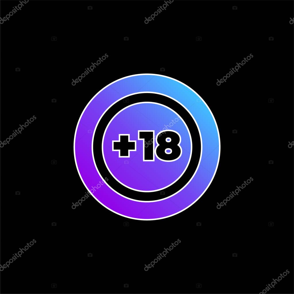 +18 blue gradient vector icon