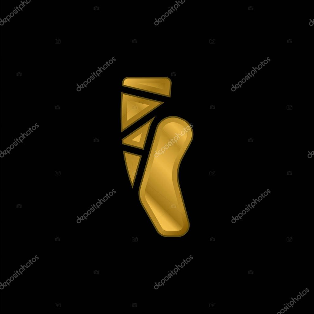 Ballet gold plated metalic icon or logo vector
