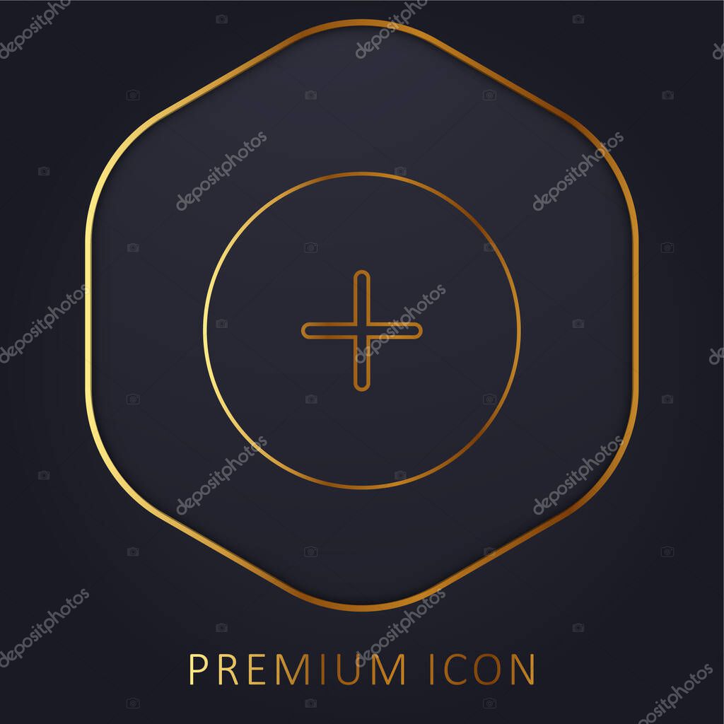 Add Round Button golden line premium logo or icon