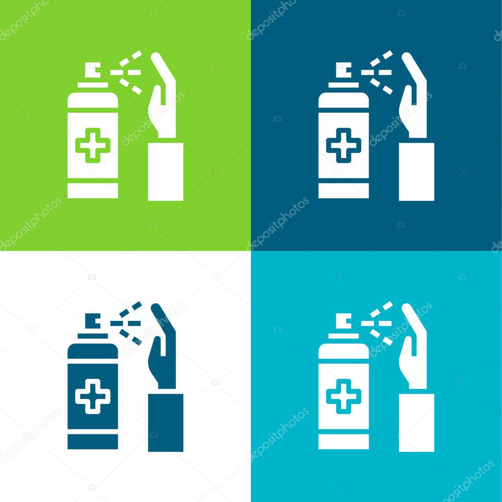 Alcohol Gel Flat four color minimal icon set