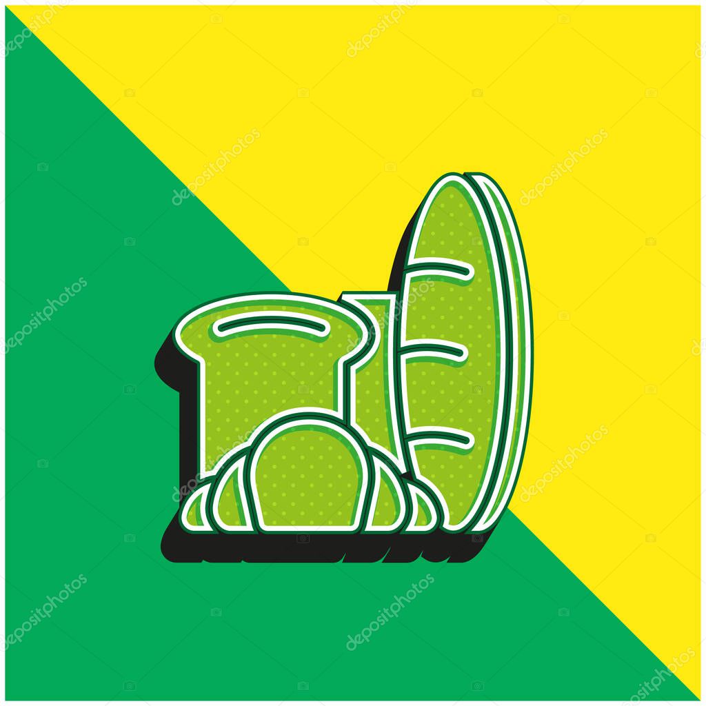 Bread Green and yellow modern 3d vector icon logo