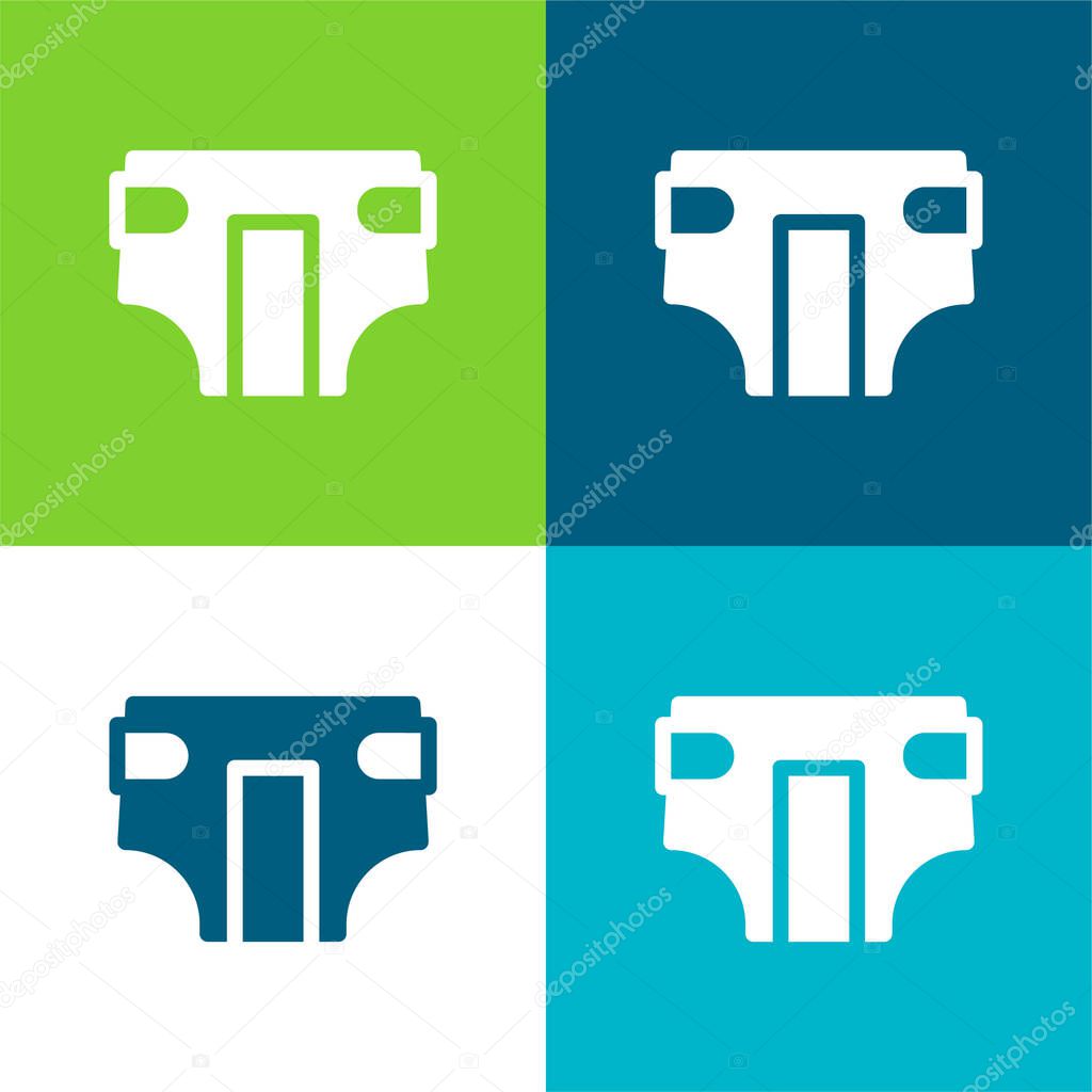 Adult Diaper Flat four color minimal icon set