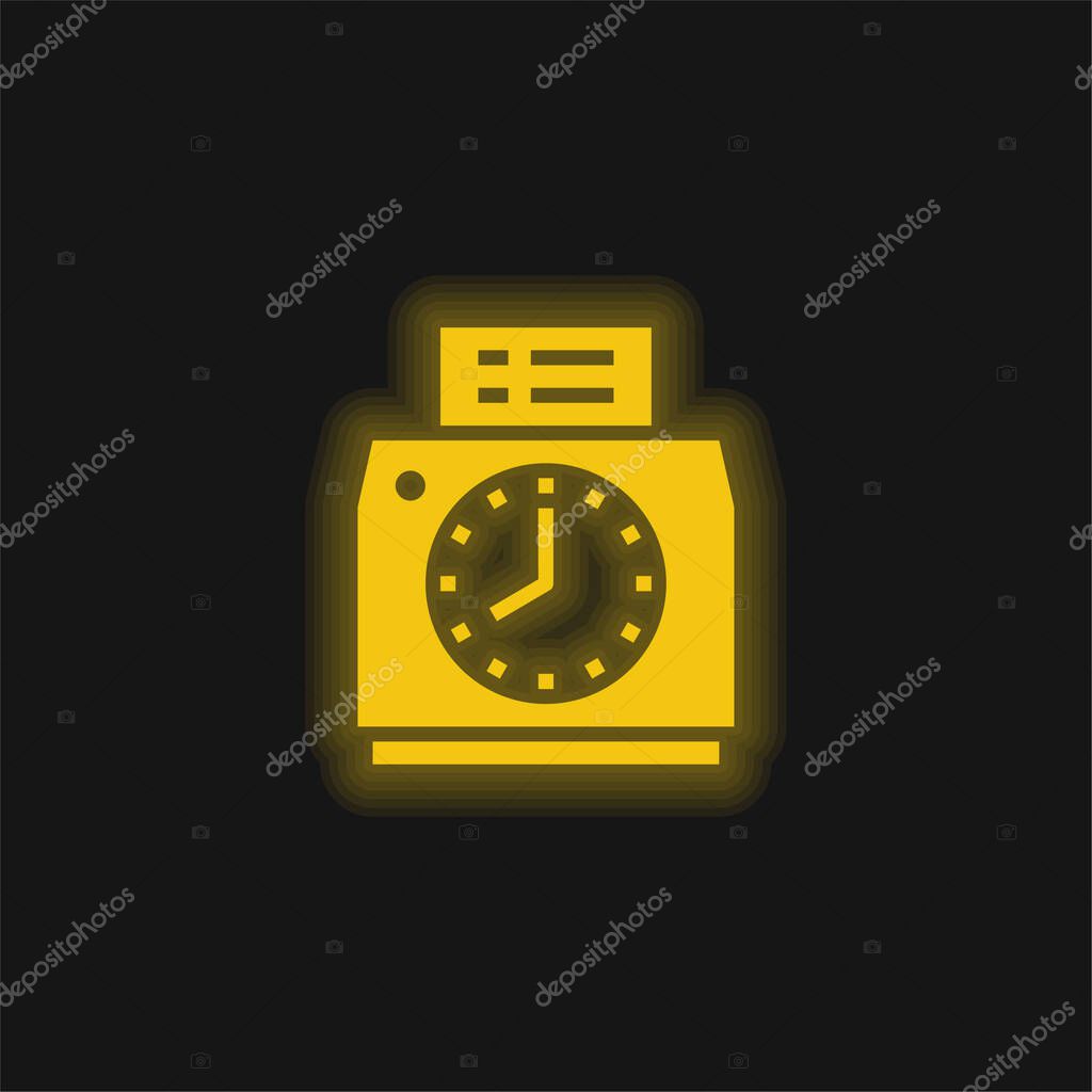 Attendance yellow glowing neon icon