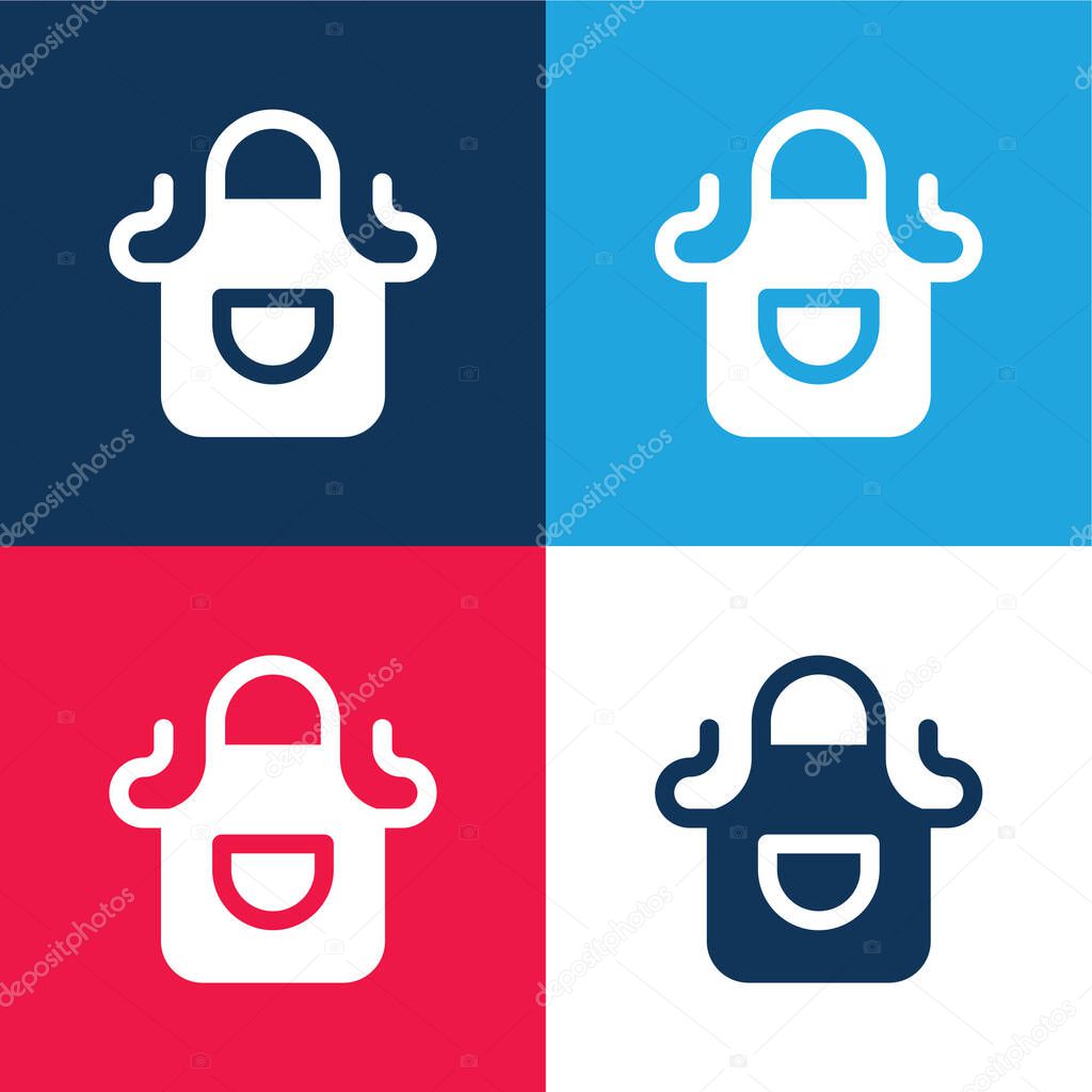 Apron blue and red four color minimal icon set