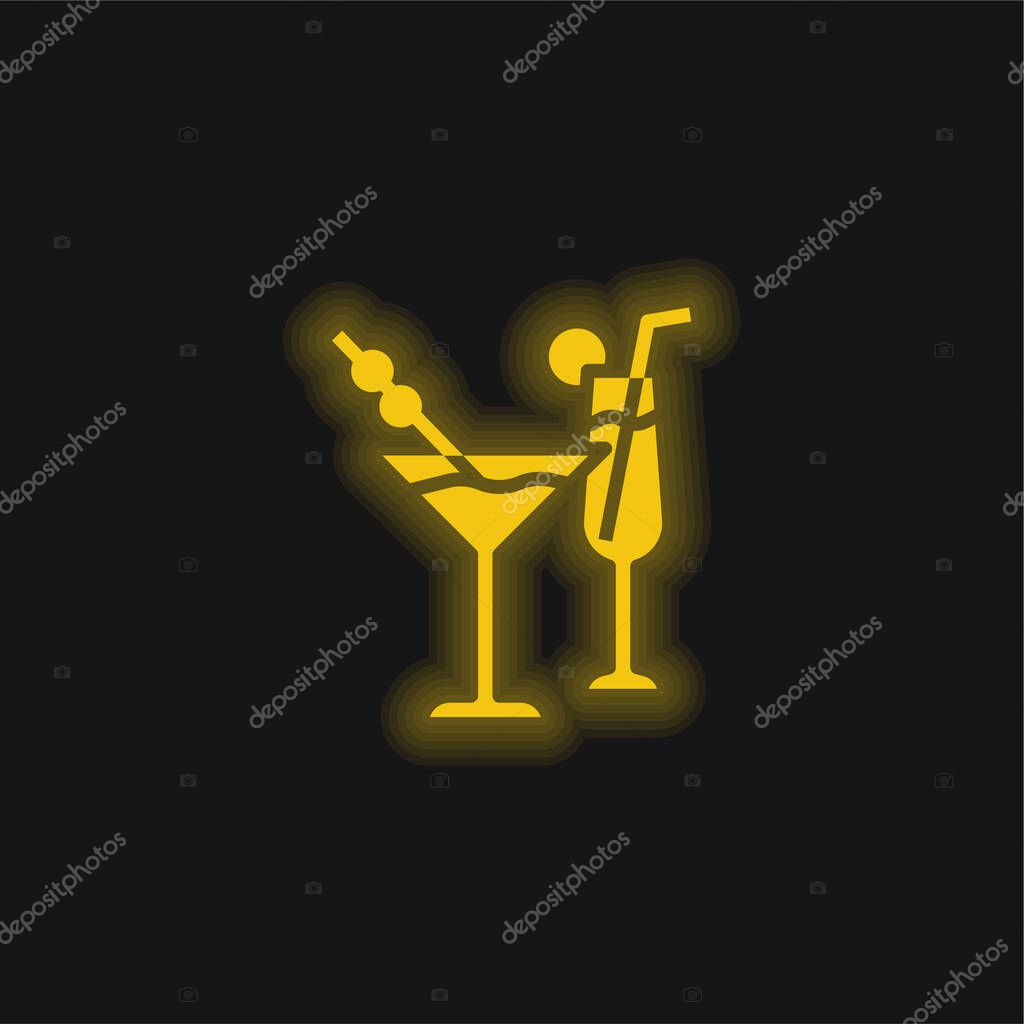 Beverage yellow glowing neon icon