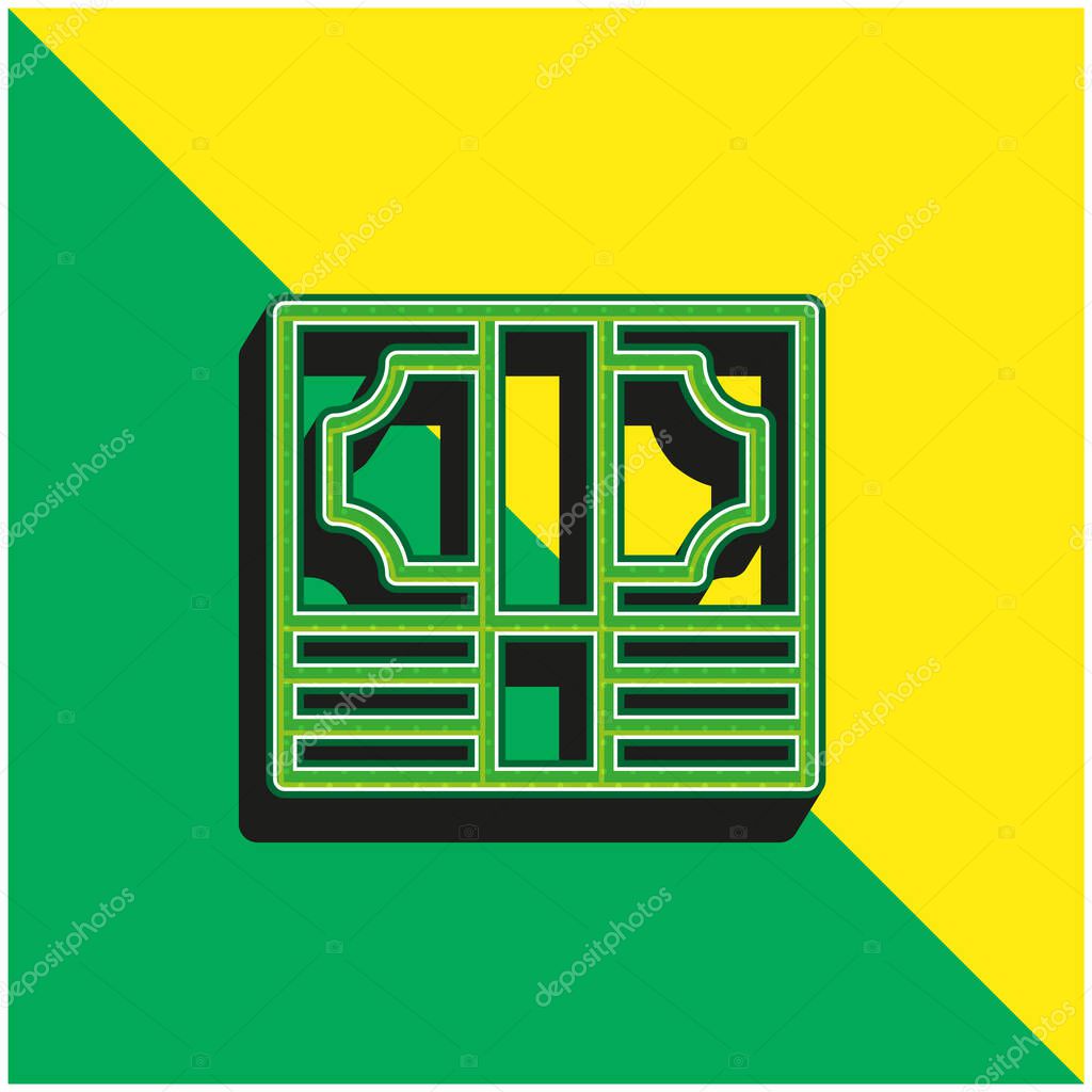Bills Stack Green and yellow modern 3d vector icon logo