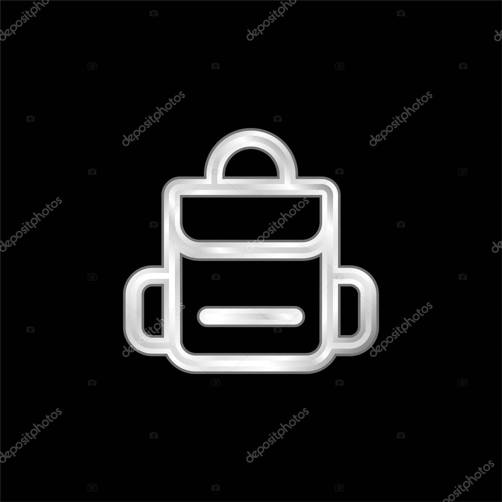 Backpack silver plated metallic icon