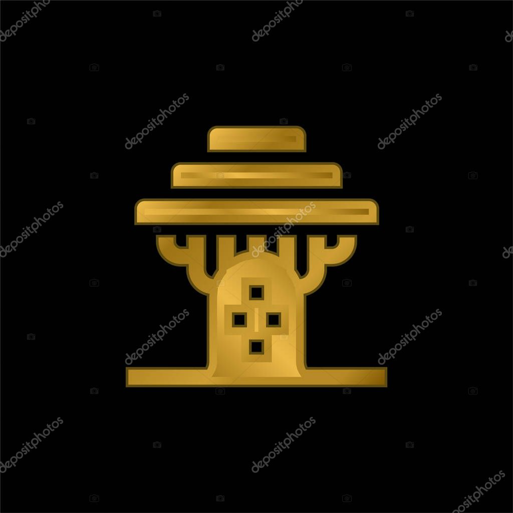 Baobab gold plated metalic icon or logo vector