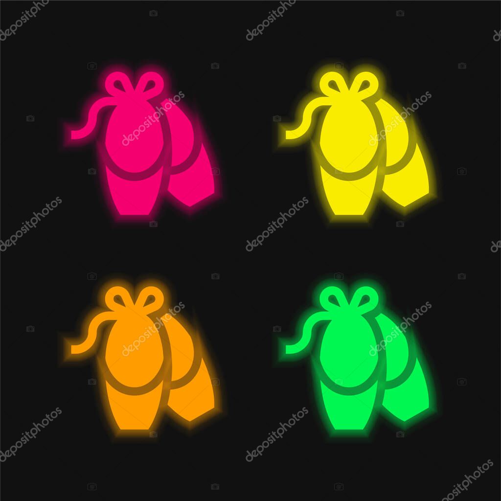Ballerina four color glowing neon vector icon